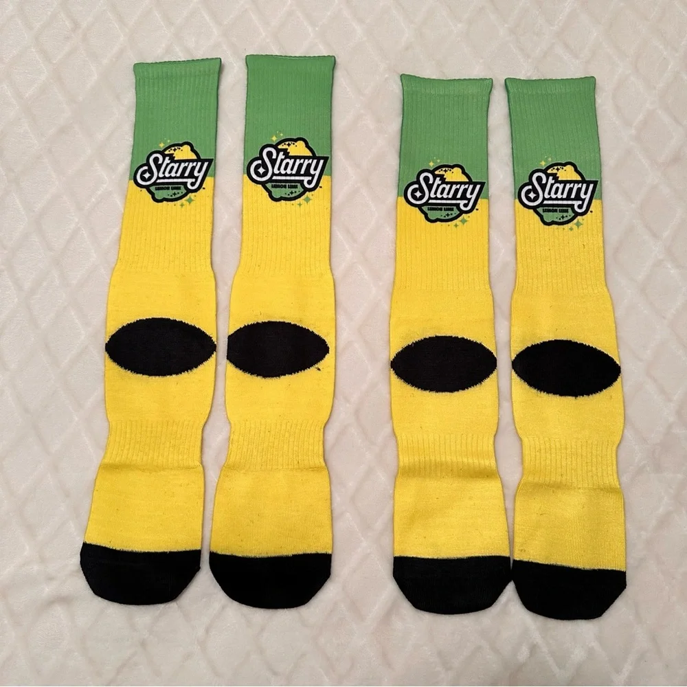 Starry Lemon Lime Fun Socks 2 Pack One Size Unisex NWT